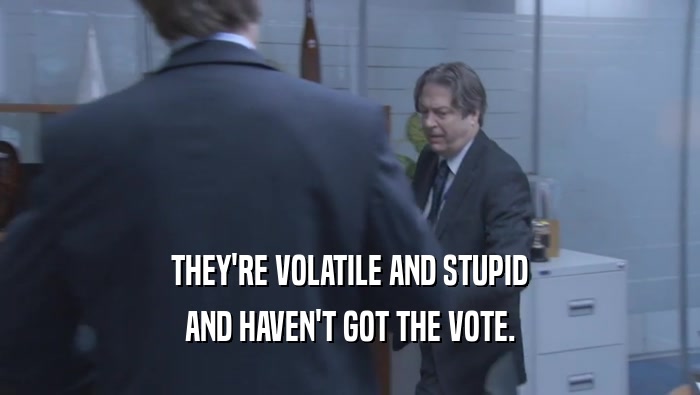 THEY'RE VOLATILE AND STUPID AND HAVEN'T GOT THE VOTE. 