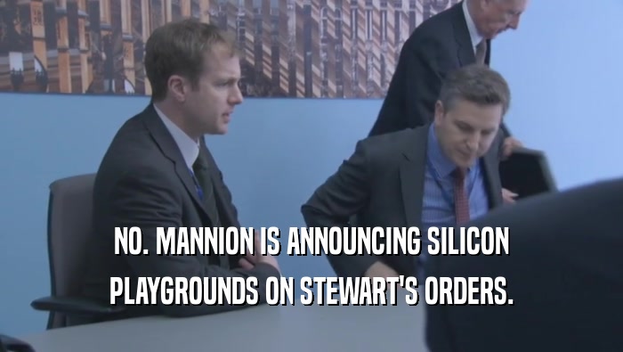 NO. MANNION IS ANNOUNCING SILICON
 PLAYGROUNDS ON STEWART'S ORDERS.
 