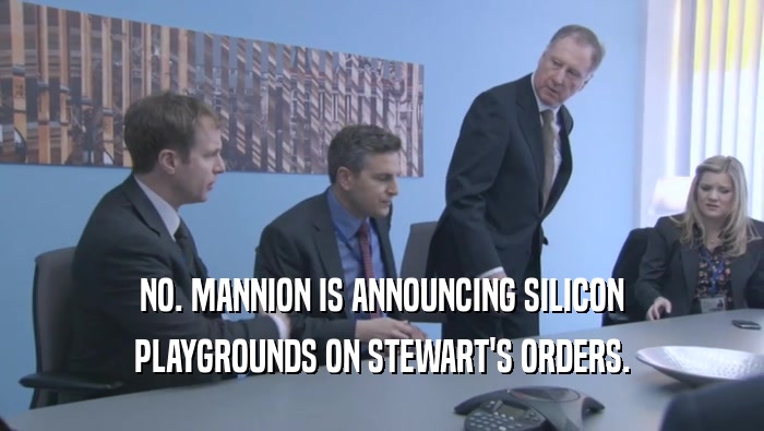 NO. MANNION IS ANNOUNCING SILICON
 PLAYGROUNDS ON STEWART'S ORDERS.
 