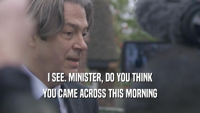 I SEE. MINISTER, DO YOU THINK YOU CAME ACROSS THIS MORNING 