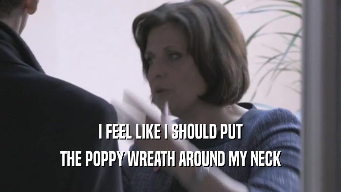 I FEEL LIKE I SHOULD PUT THE POPPY WREATH AROUND MY NECK 