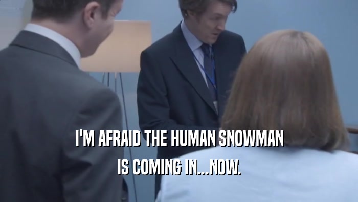 I'M AFRAID THE HUMAN SNOWMAN IS COMING IN...NOW. 