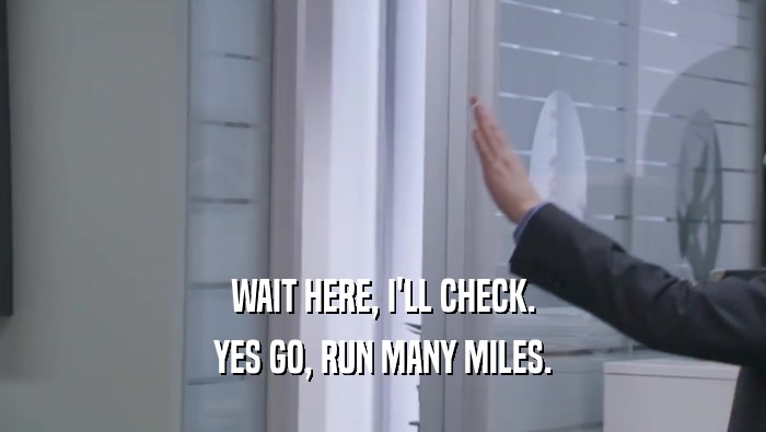 WAIT HERE, I'LL CHECK. YES GO, RUN MANY MILES. 