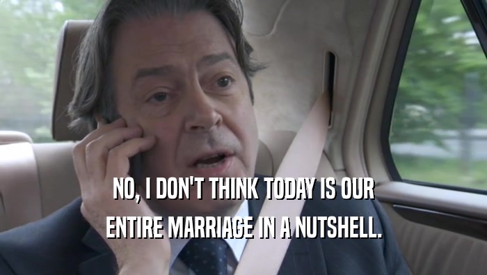 NO, I DON'T THINK TODAY IS OUR ENTIRE MARRIAGE IN A NUTSHELL. 