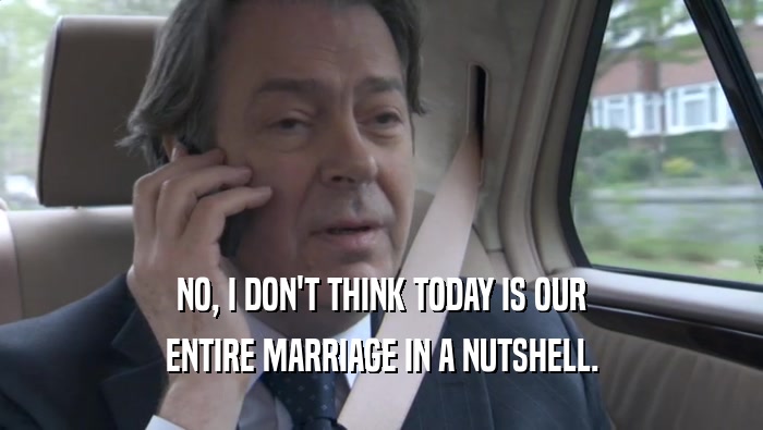 NO, I DON'T THINK TODAY IS OUR ENTIRE MARRIAGE IN A NUTSHELL. 