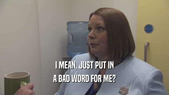 I MEAN, JUST PUT IN A BAD WORD FOR ME? 