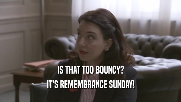 IS THAT TOO BOUNCY?
 IT'S REMEMBRANCE SUNDAY!
 