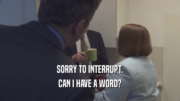 SORRY TO INTERRUPT. CAN I HAVE A WORD? 