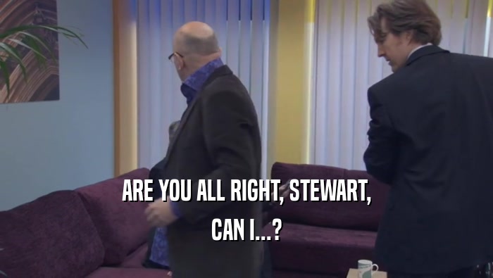 ARE YOU ALL RIGHT, STEWART,
 CAN I...?
 