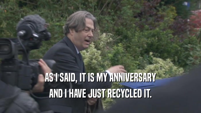 AS I SAID, IT IS MY ANNIVERSARY AND I HAVE JUST RECYCLED IT. 