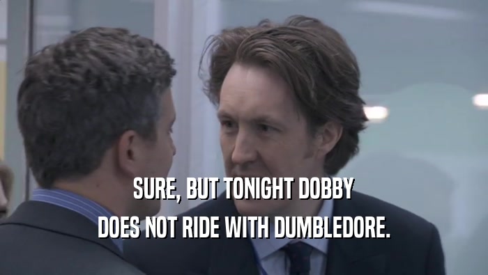 SURE, BUT TONIGHT DOBBY
 DOES NOT RIDE WITH DUMBLEDORE.
 