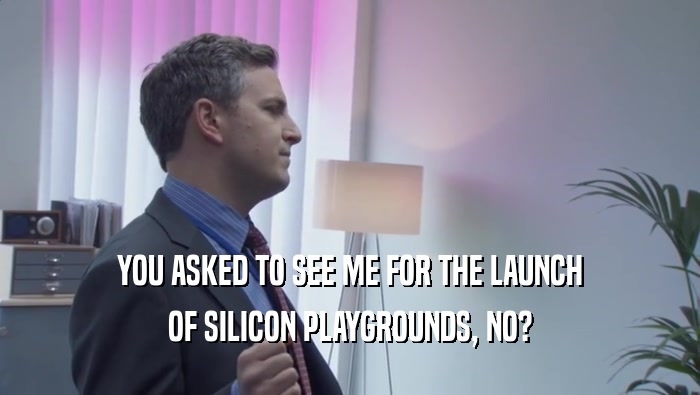 YOU ASKED TO SEE ME FOR THE LAUNCH OF SILICON PLAYGROUNDS, NO? 
