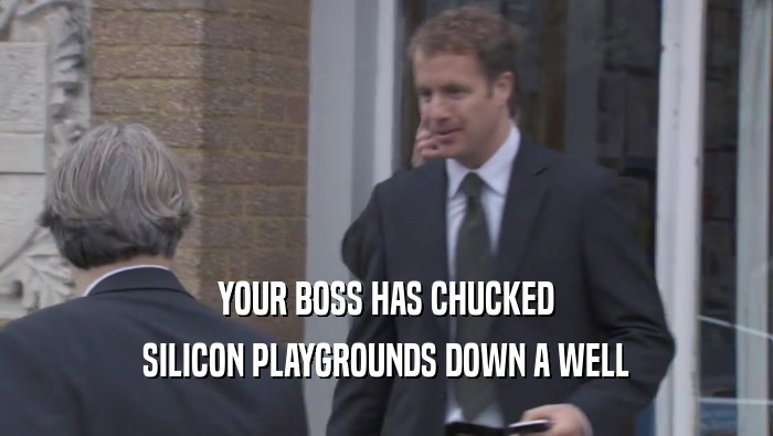 YOUR BOSS HAS CHUCKED
 SILICON PLAYGROUNDS DOWN A WELL
 