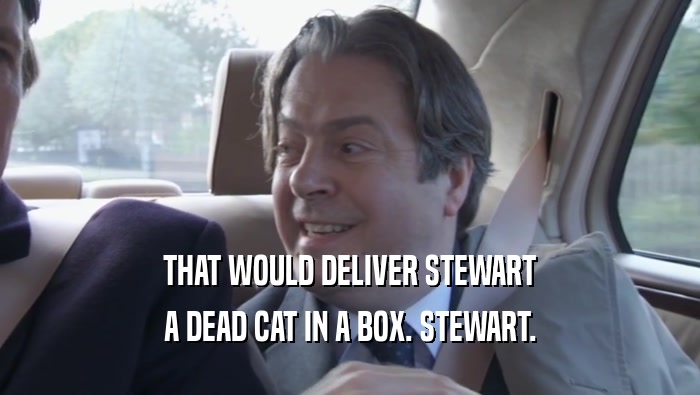 THAT WOULD DELIVER STEWART A DEAD CAT IN A BOX. STEWART. 