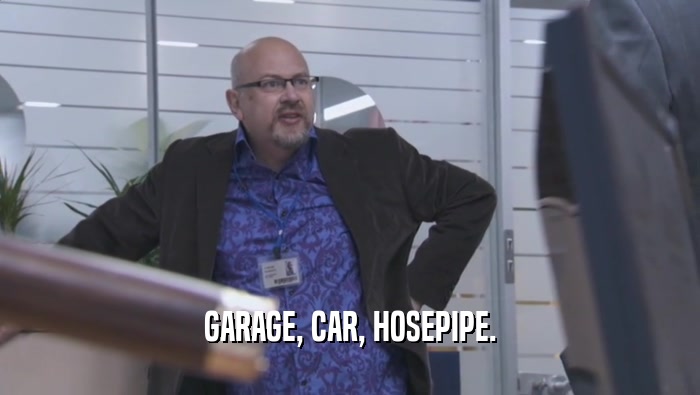 GARAGE, CAR, HOSEPIPE.  