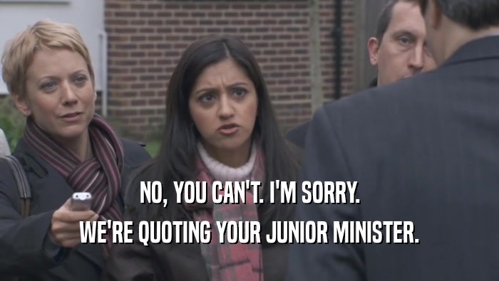NO, YOU CAN'T. I'M SORRY. WE'RE QUOTING YOUR JUNIOR MINISTER. 