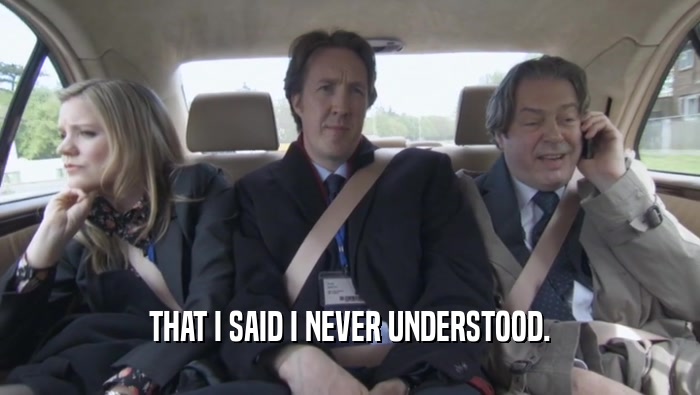 THAT I SAID I NEVER UNDERSTOOD.  
