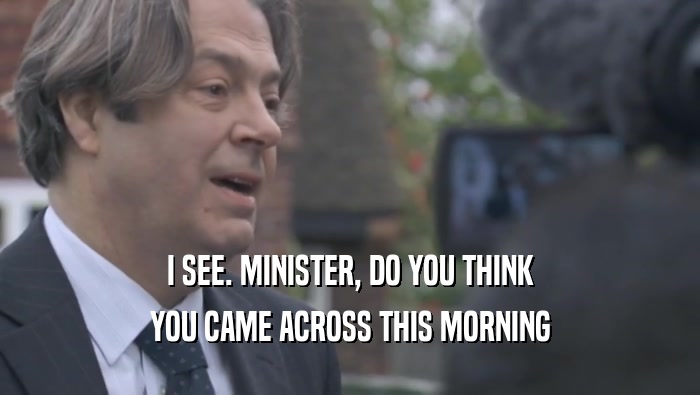 I SEE. MINISTER, DO YOU THINK YOU CAME ACROSS THIS MORNING 