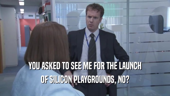 YOU ASKED TO SEE ME FOR THE LAUNCH OF SILICON PLAYGROUNDS, NO? 