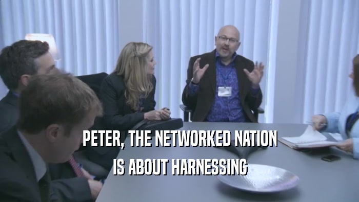 PETER, THE NETWORKED NATION IS ABOUT HARNESSING 
