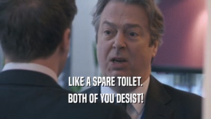 LIKE A SPARE TOILET. BOTH OF YOU DESIST! 