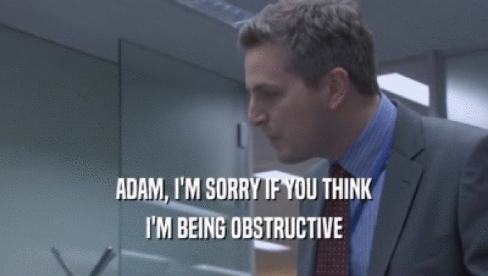 ADAM, I'M SORRY IF YOU THINK
 I'M BEING OBSTRUCTIVE
 