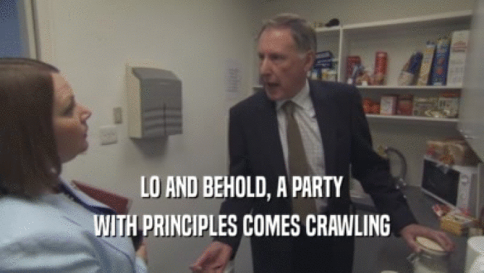 LO AND BEHOLD, A PARTY WITH PRINCIPLES COMES CRAWLING 