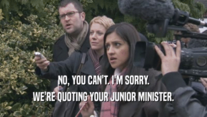 NO, YOU CAN'T. I'M SORRY. WE'RE QUOTING YOUR JUNIOR MINISTER. 