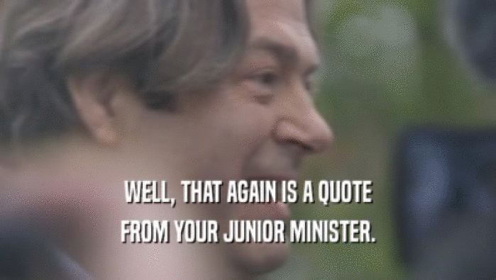 WELL, THAT AGAIN IS A QUOTE FROM YOUR JUNIOR MINISTER. 