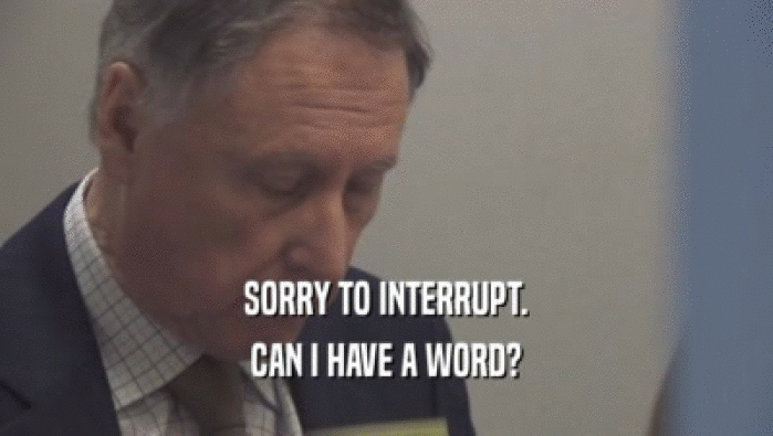 SORRY TO INTERRUPT. CAN I HAVE A WORD? 