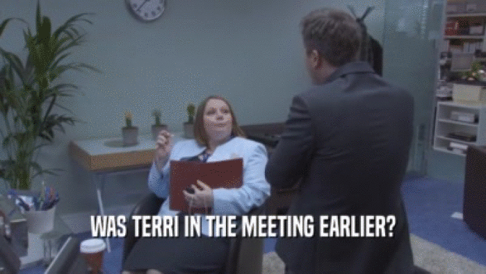WAS TERRI IN THE MEETING EARLIER?
  