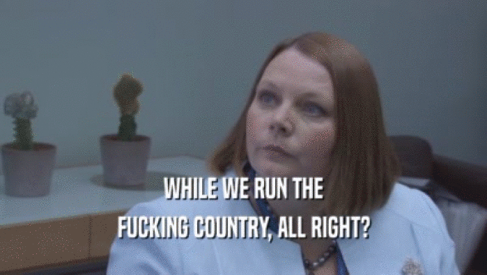 WHILE WE RUN THE FUCKING COUNTRY, ALL RIGHT? 