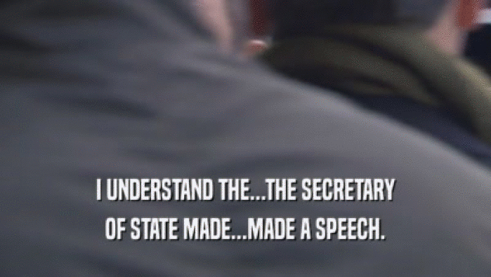 I UNDERSTAND THE...THE SECRETARY OF STATE MADE...MADE A SPEECH. 