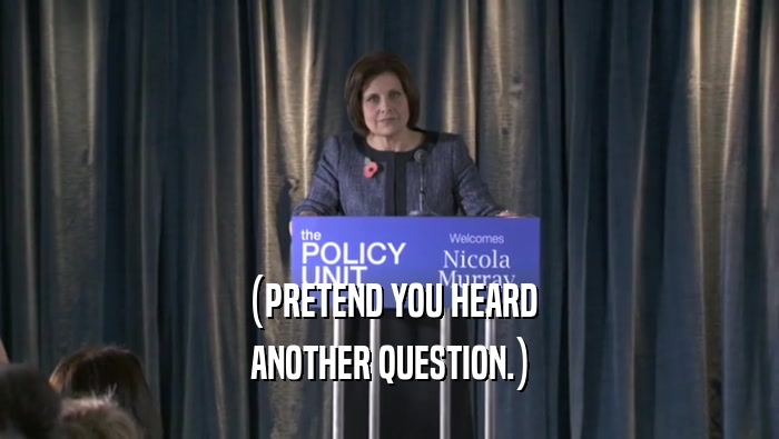 (PRETEND YOU HEARD ANOTHER QUESTION.) 