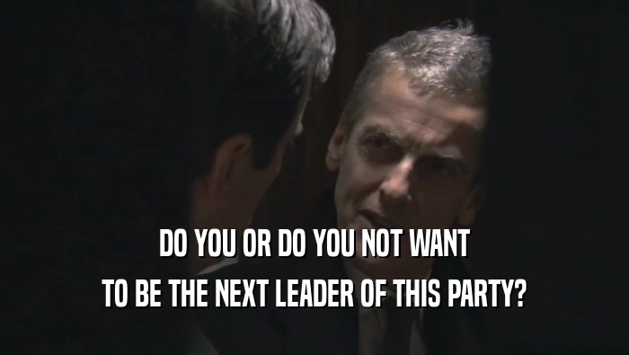 DO YOU OR DO YOU NOT WANT TO BE THE NEXT LEADER OF THIS PARTY? 