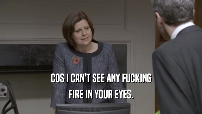 COS I CAN'T SEE ANY FUCKING FIRE IN YOUR EYES. 