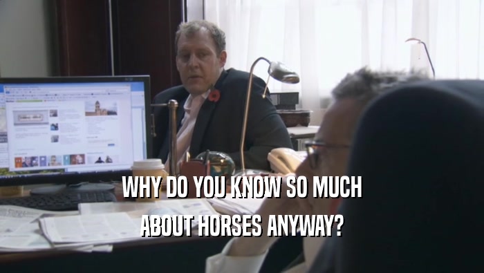 WHY DO YOU KNOW SO MUCH
 ABOUT HORSES ANYWAY?
 