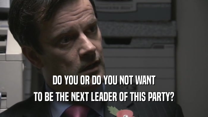 DO YOU OR DO YOU NOT WANT TO BE THE NEXT LEADER OF THIS PARTY? 