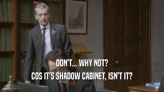 DON'T... WHY NOT?
 COS IT'S SHADOW CABINET, ISN'T IT?
 