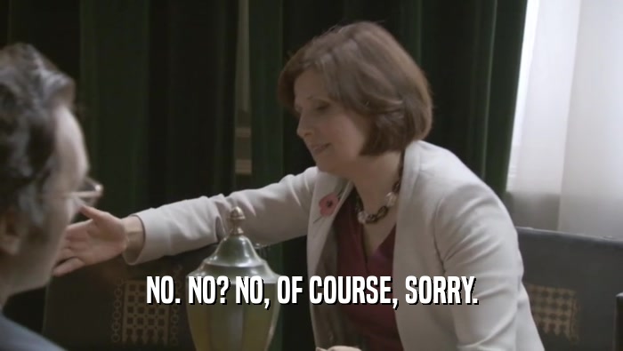 NO. NO? NO, OF COURSE, SORRY.  