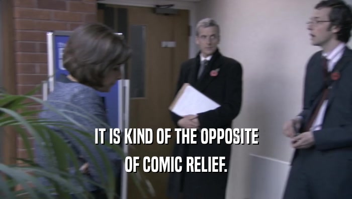 IT IS KIND OF THE OPPOSITE OF COMIC RELIEF. 