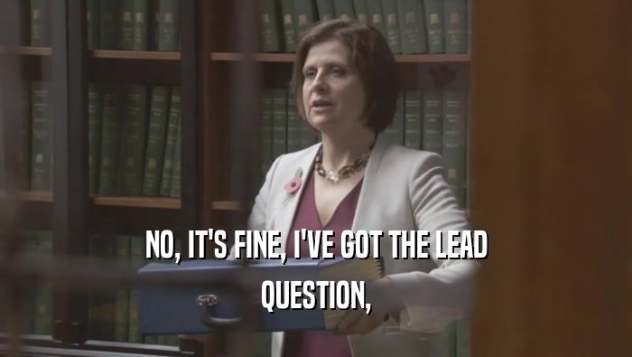 NO, IT'S FINE, I'VE GOT THE LEAD QUESTION, 