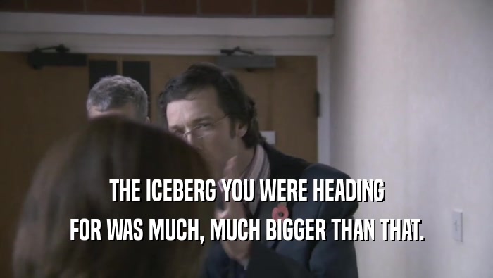 THE ICEBERG YOU WERE HEADING
 FOR WAS MUCH, MUCH BIGGER THAN THAT.
 