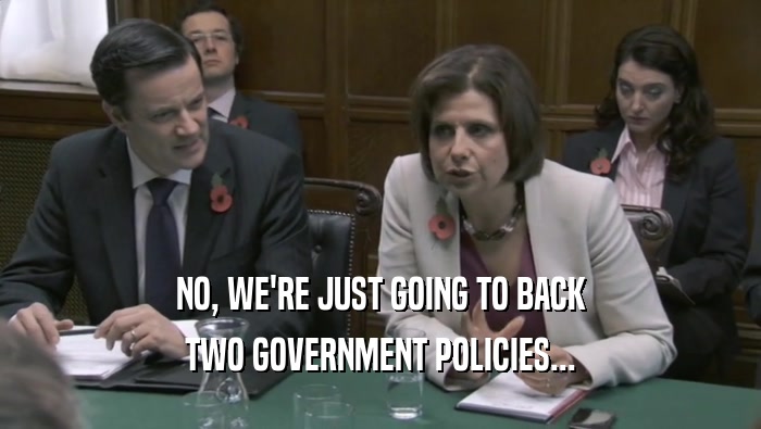 NO, WE'RE JUST GOING TO BACK TWO GOVERNMENT POLICIES... 