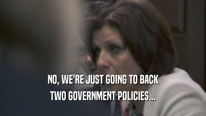 NO, WE'RE JUST GOING TO BACK TWO GOVERNMENT POLICIES... 