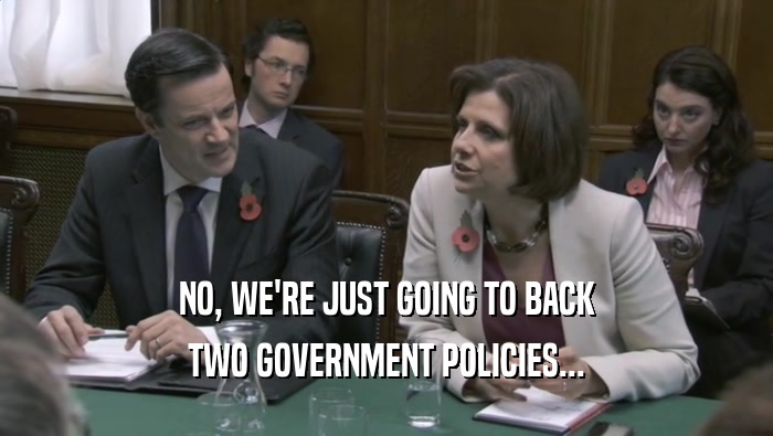 NO, WE'RE JUST GOING TO BACK TWO GOVERNMENT POLICIES... 