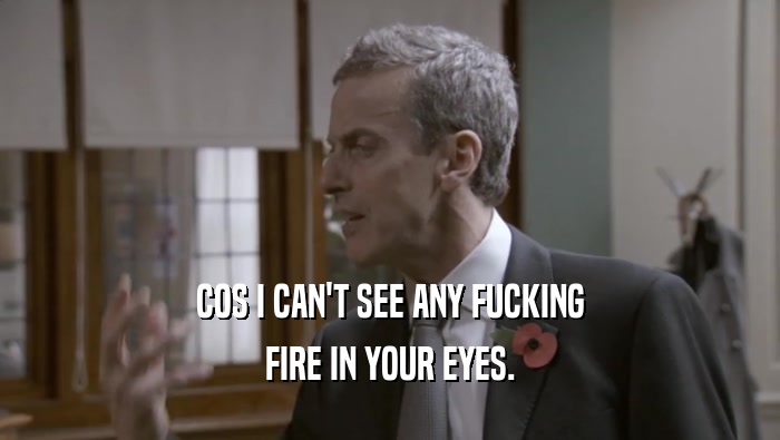 COS I CAN'T SEE ANY FUCKING FIRE IN YOUR EYES. 