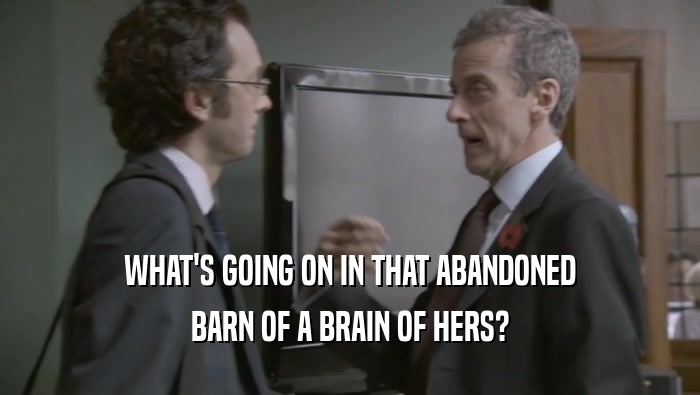 WHAT'S GOING ON IN THAT ABANDONED BARN OF A BRAIN OF HERS? 