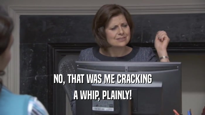 NO, THAT WAS ME CRACKING A WHIP, PLAINLY! 