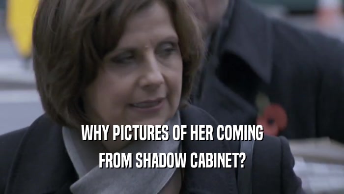WHY PICTURES OF HER COMING FROM SHADOW CABINET? 